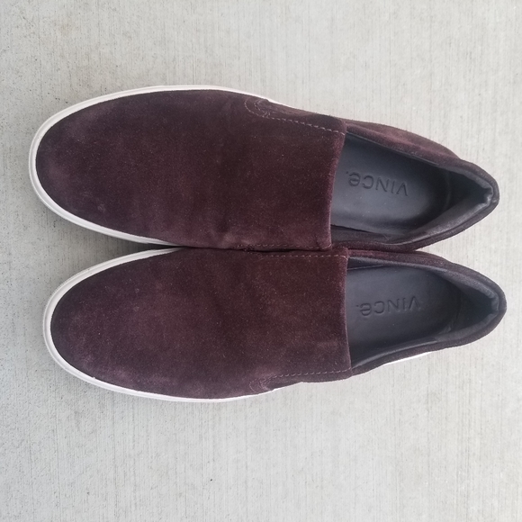 VINCE MAROON BROWN SUEDE SLIP ON SNEAKERS - Picture 2 of 6